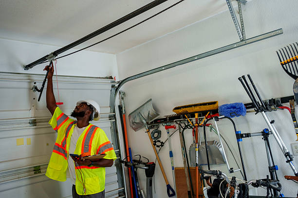 Professional Garage Door Installation technician working in Adelanto, CA